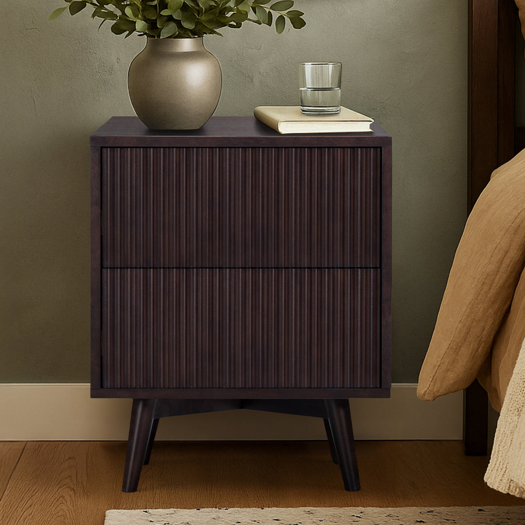 Tremolo 20'' Wide Wooden 2-Drawer Nightstand with Fluted Fronts by Teamson Home