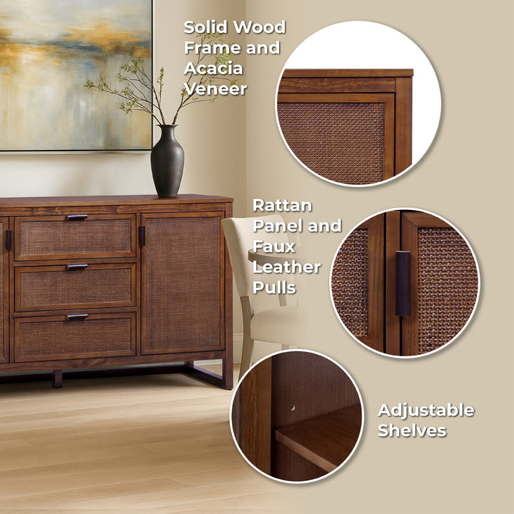 Hatteras 55'' Wide Sideboard Cabinet with Dual & Ample Storage by Teamson Home