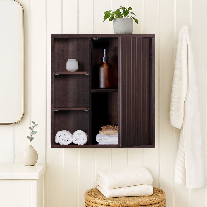 Tremolo 22'' Wide Wooden 1-Door Wall Cabinet with Open Storage by Teamson Home