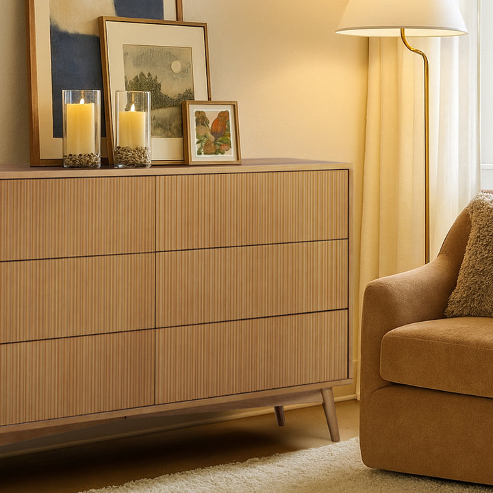 Tremolo 30'' Wide Wooden 6-Drawer Horizontal Dresser with Fluted Fronts by Teamson Home