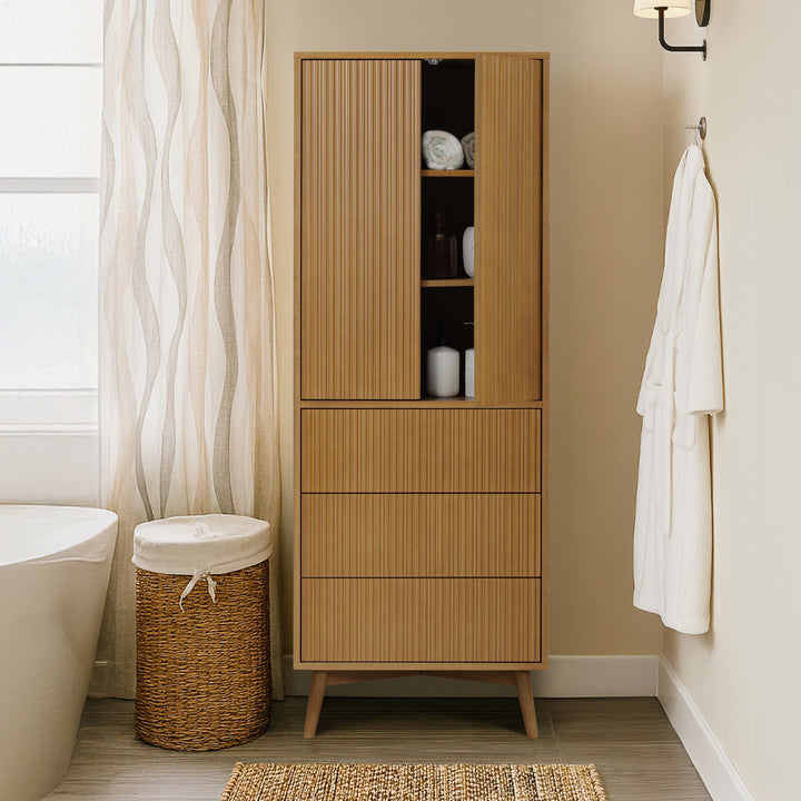 Tremolo 24'' Wide Wooden Linen Cabinet with 2 Doors & 3 Drawers by Teamson Home