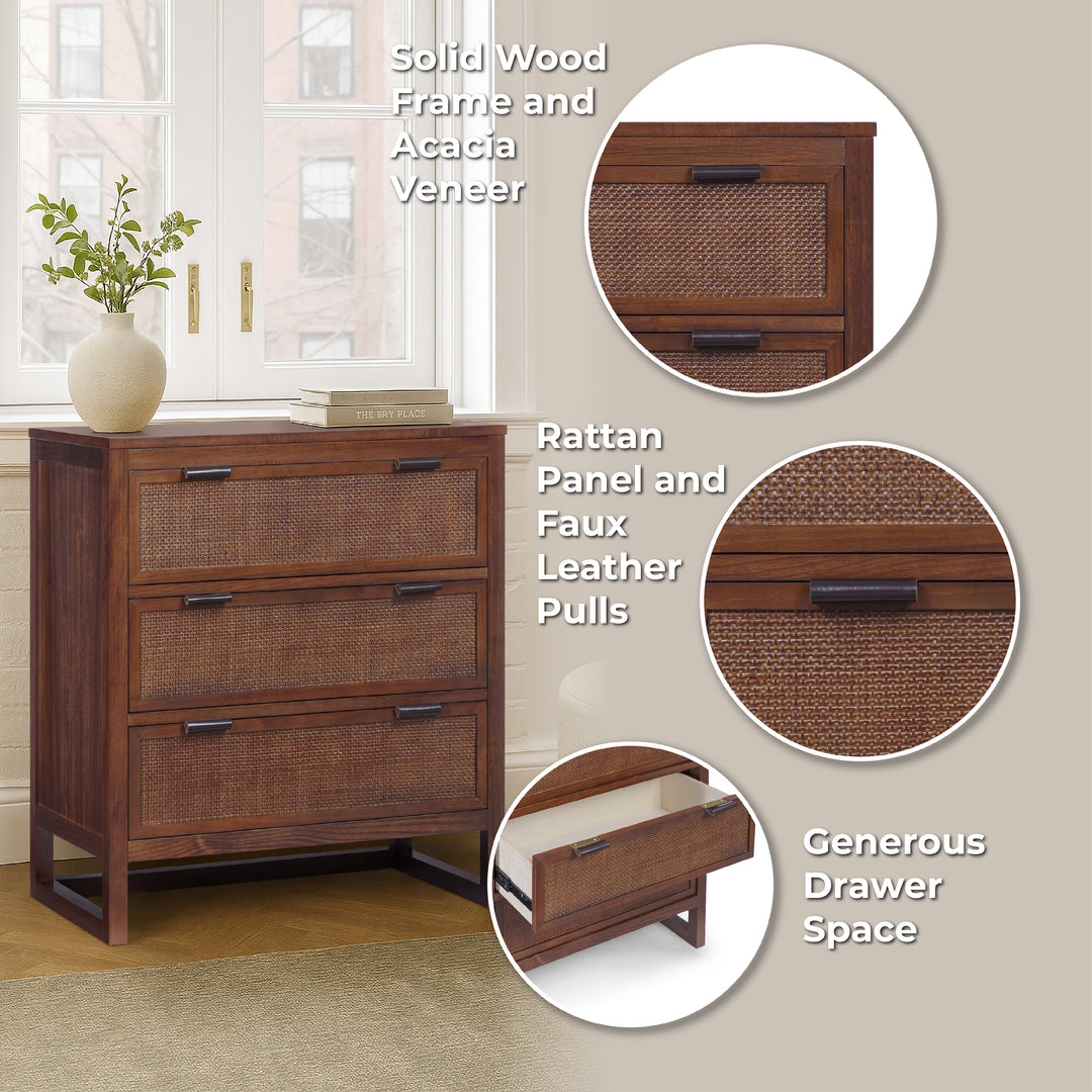 Hatteras 30'' Wide Wood Dresser with 3 Drawers by Teamson Home