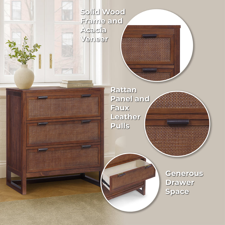 Hatteras 30'' Wide Wood Dresser with 3 Drawers by Teamson Home