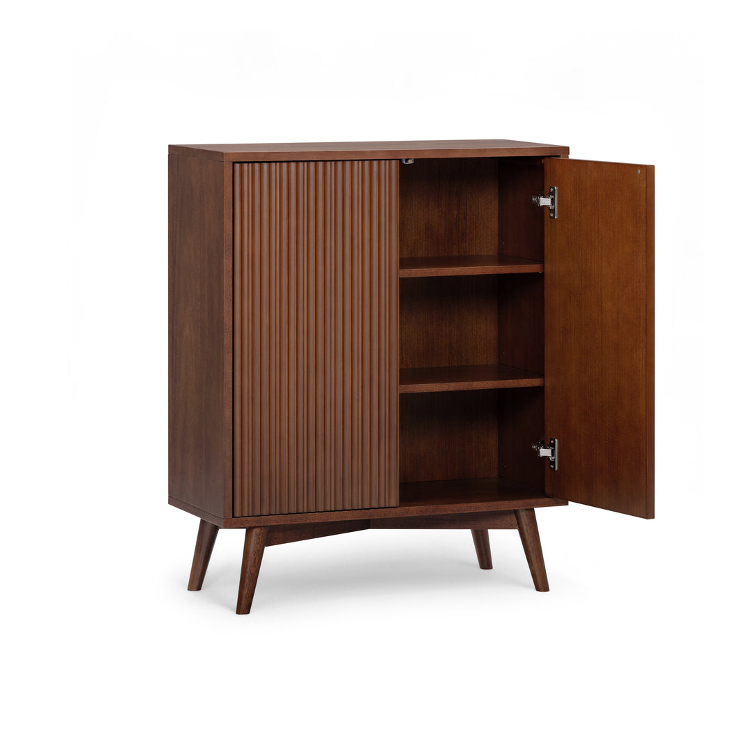 Tremolo 28'' Wide Mixed Woods Accent Cabinet with Fluted Fronts by Teamson Home