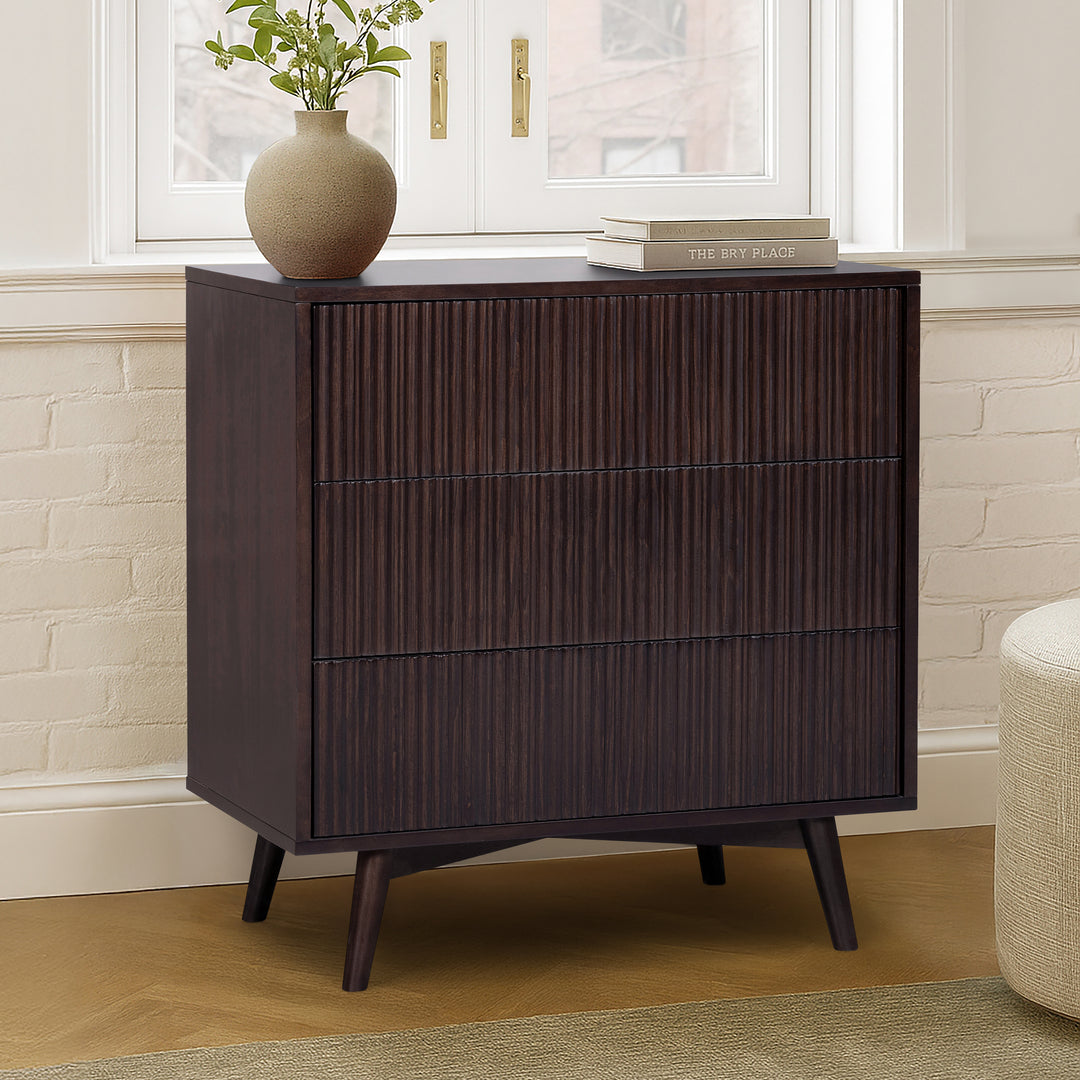 Tremolo 30'' Wide Wooden 3-Drawer Dresser with Fluted Fronts by Teamson Home