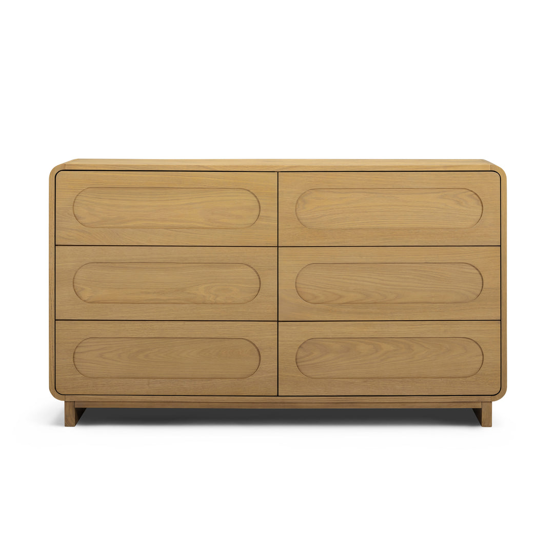 Tenley 55'' W Oak Veneer 6-Drawer Dresser with Push-Open Drawers by Teamson Home
