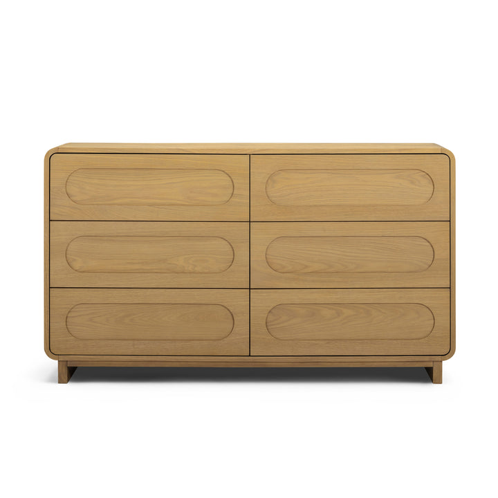 Tenley 55'' W Oak Veneer 6-Drawer Dresser with Push-Open Drawers by Teamson Home