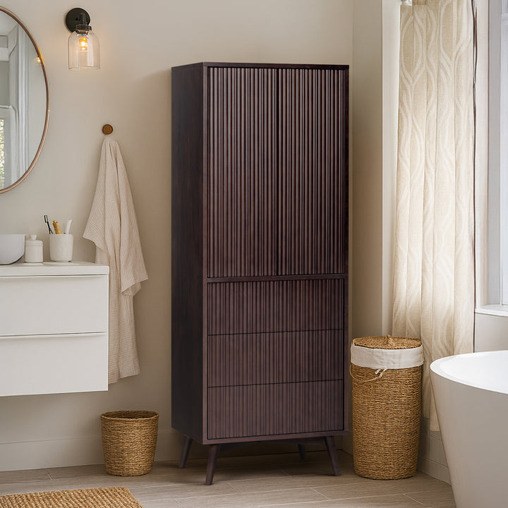 Tremolo 24'' Wide Wooden Linen Cabinet with 2 Doors & 3 Drawers by Teamson Home