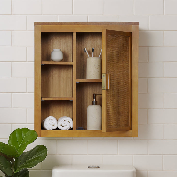 Hatteras 22'' Wide Wood Wall Cabinet with Dual Storage by Teamson Home