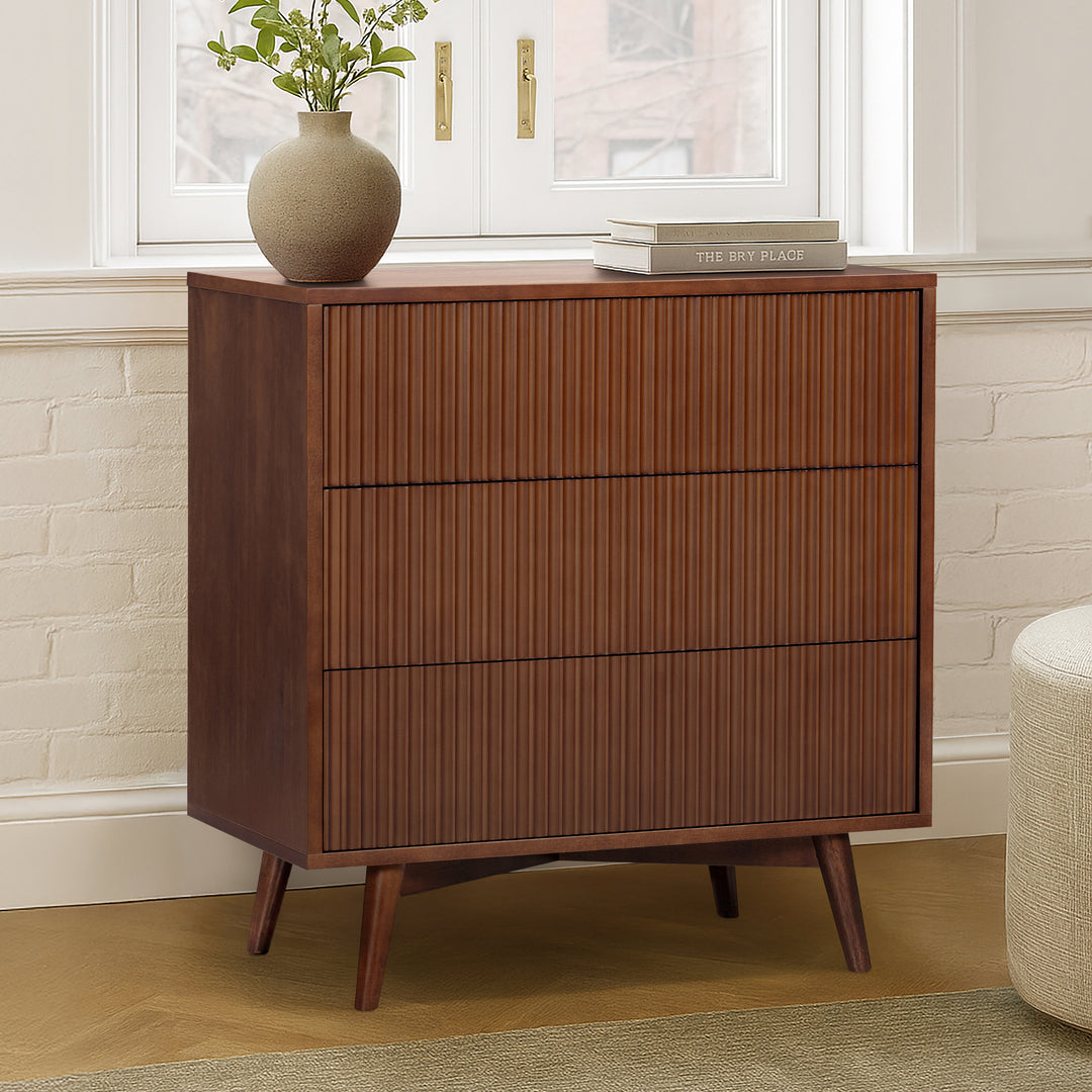 Tremolo 30'' Wide Wooden 3-Drawer Dresser with Fluted Fronts by Teamson Home