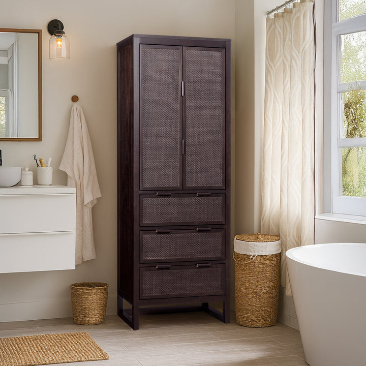 Hatteras 24'' Wide Wood Linen Cabinet with Drawers and Shelved Compartments by Teamson Home