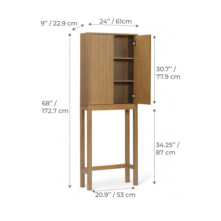 Tremolo 24'' Wide Wooden Over the Toilet Cabinet with Fluted Fronts by Teamson Home