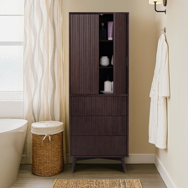 Tremolo 24'' Wide Wooden Linen Cabinet with 2 Doors & 3 Drawers by Teamson Home