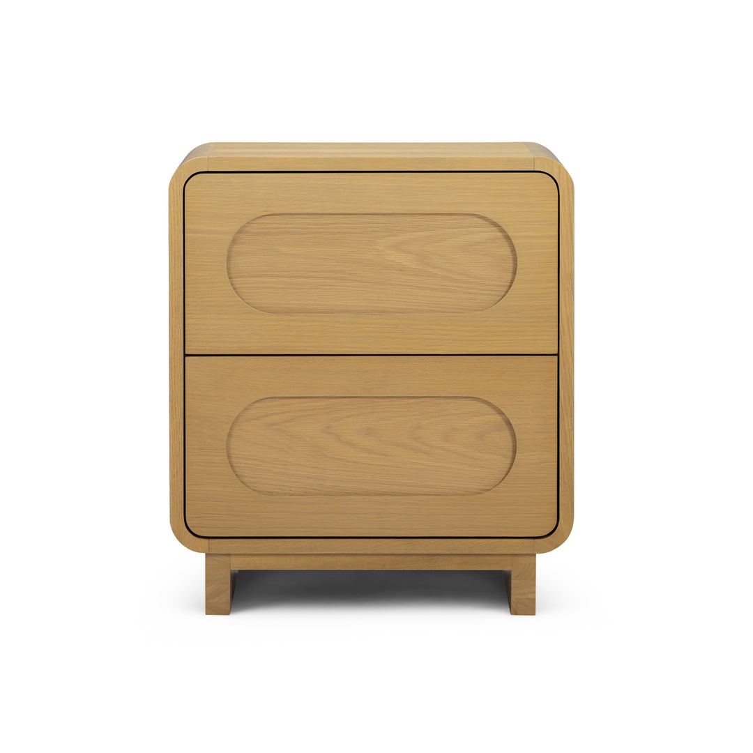 Tenley 20'' W Oak Veneer 2-Drawer Nightstand with Push-Open Drawers by Teamson Home