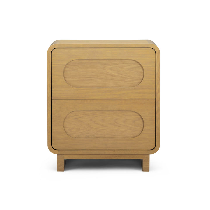 Tenley 20'' W Oak Veneer 2-Drawer Nightstand with Push-Open Drawers by Teamson Home