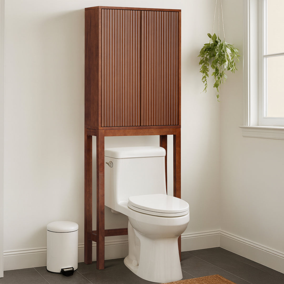 Tremolo 24'' Wide Wooden Over the Toilet Cabinet with Fluted Fronts by Teamson Home