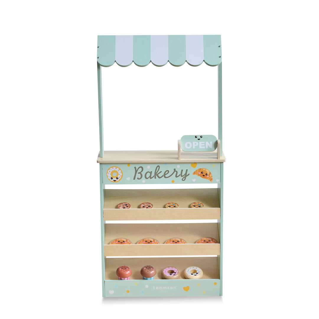 Wooden Bakery Shop with 12 Accessories, Mint -  Jolly Pals by Teamson Kids