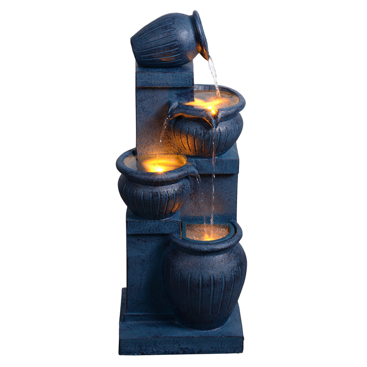 Teamson Home 4-Tier 28.5'' Solar Outdoor Garden Fountain with LED Light & Pump