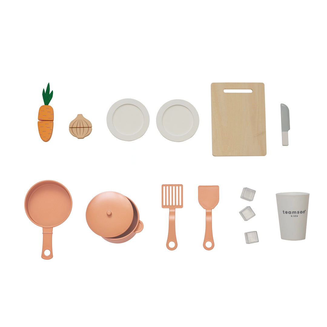 Wooden Play Kitchen with 15 Accessories, Off-White - Little Chef St. Louis by Teamson Kids
