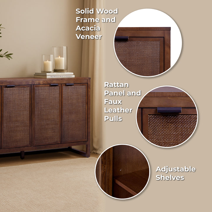 Hatteras 55'' Wide Wood Sideboard Cabinet with 4 Doors by Teamson Home