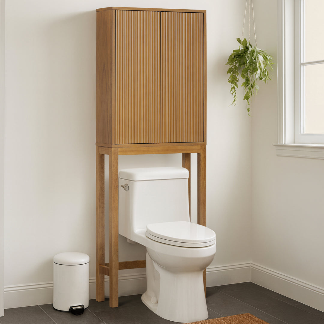 Tremolo 24'' Wide Wooden Over the Toilet Cabinet with Fluted Fronts by Teamson Home