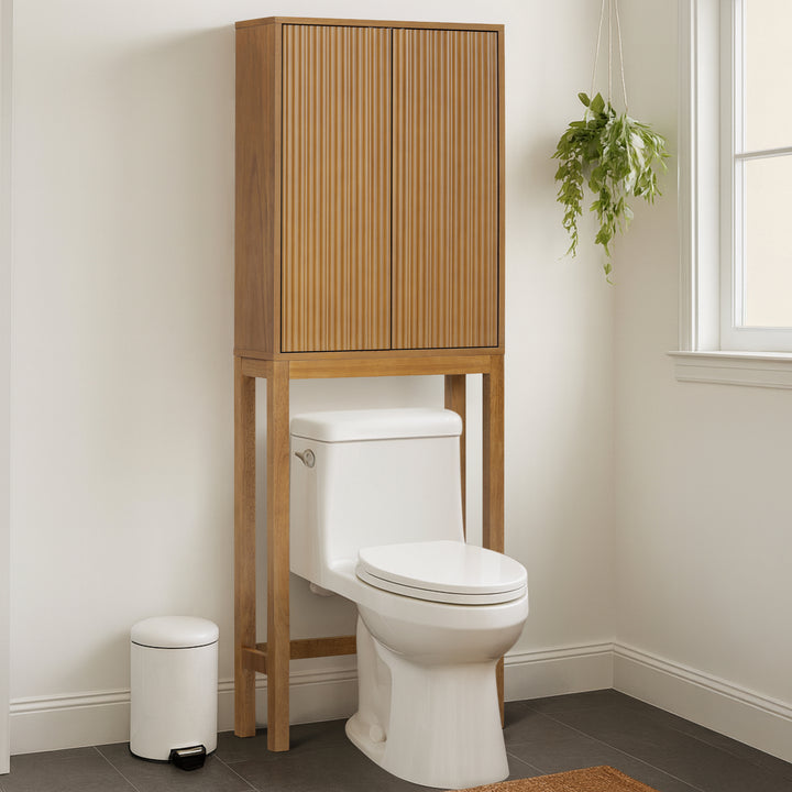Tremolo 24'' Wide Wooden Over the Toilet Cabinet with Fluted Fronts by Teamson Home