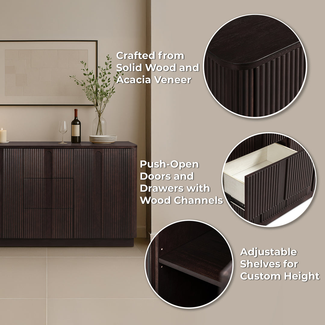 Potomac 55'' W Solid Wood Frame Sideboard with 3 Drawers and 2 Doors