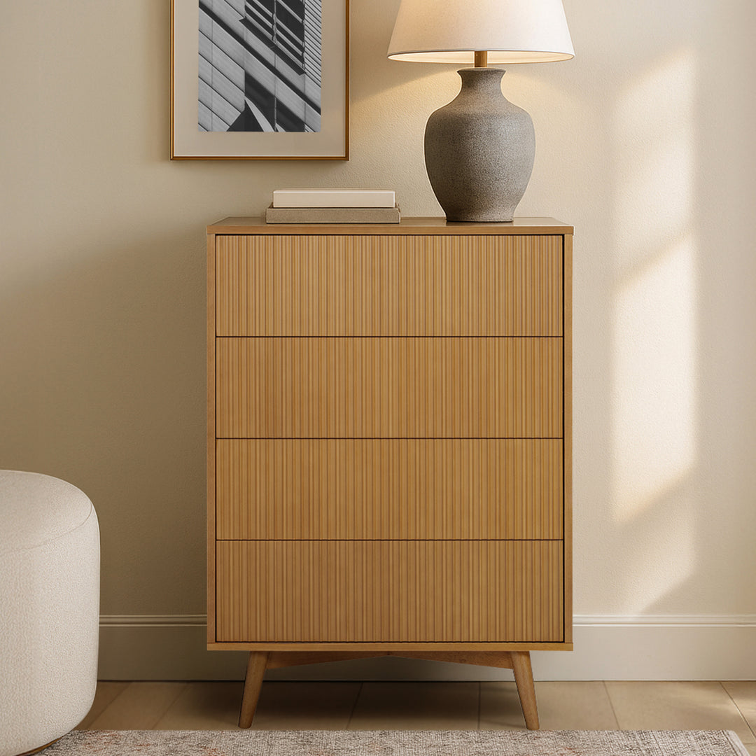 Tremolo 30'' Wide Wooden 4-Drawer Dresser with Fluted Fronts by Teamson Home