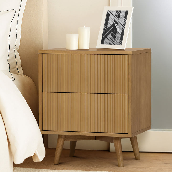 Tremolo 20'' Wide Wooden 2-Drawer Nightstand with Fluted Fronts by Teamson Home