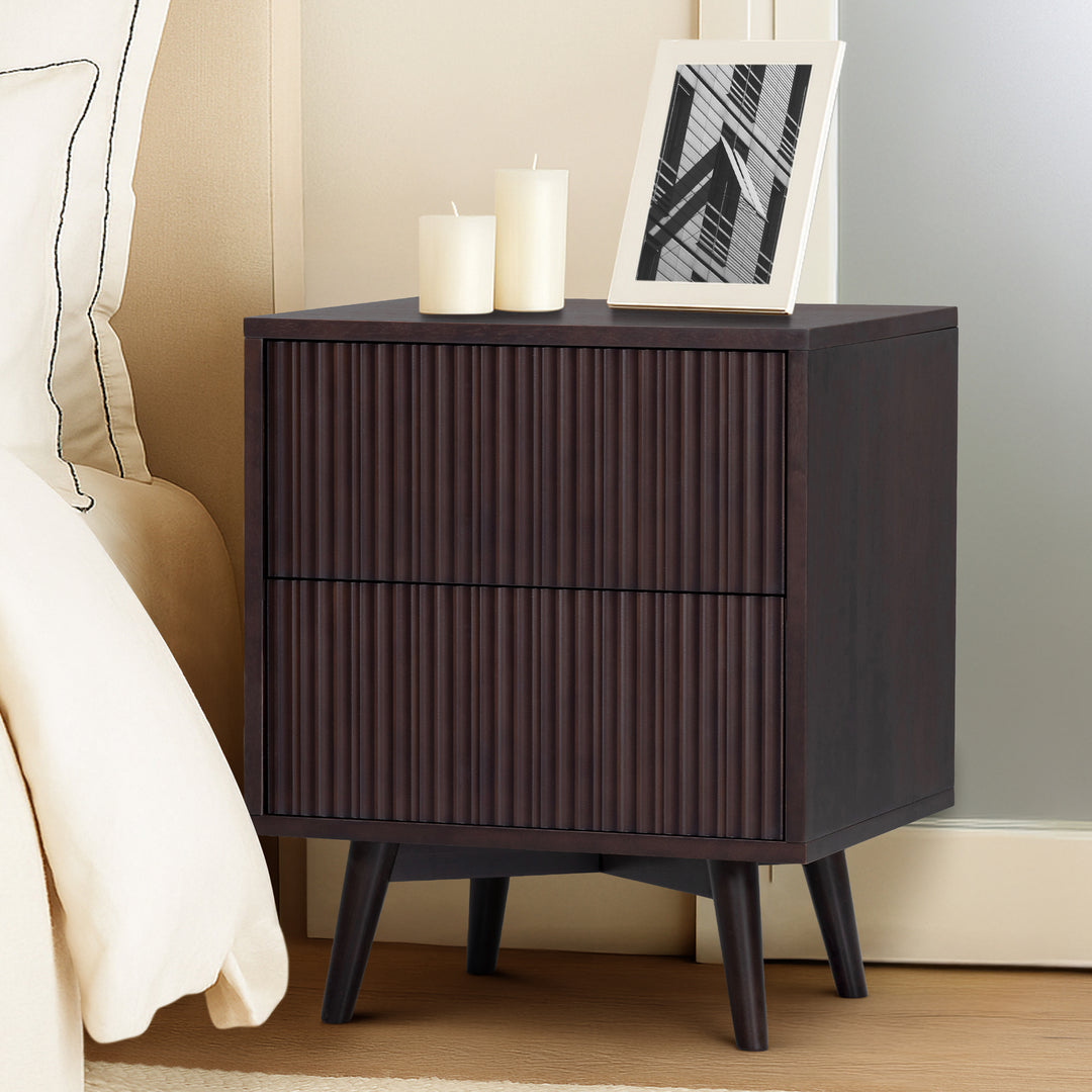 Tremolo 20'' Wide Wooden 2-Drawer Nightstand with Fluted Fronts by Teamson Home
