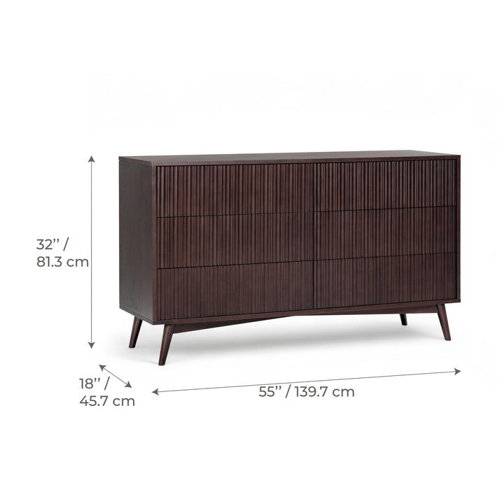 Tremolo 30'' Wide Wooden 6-Drawer Horizontal Dresser with Fluted Fronts by Teamson Home