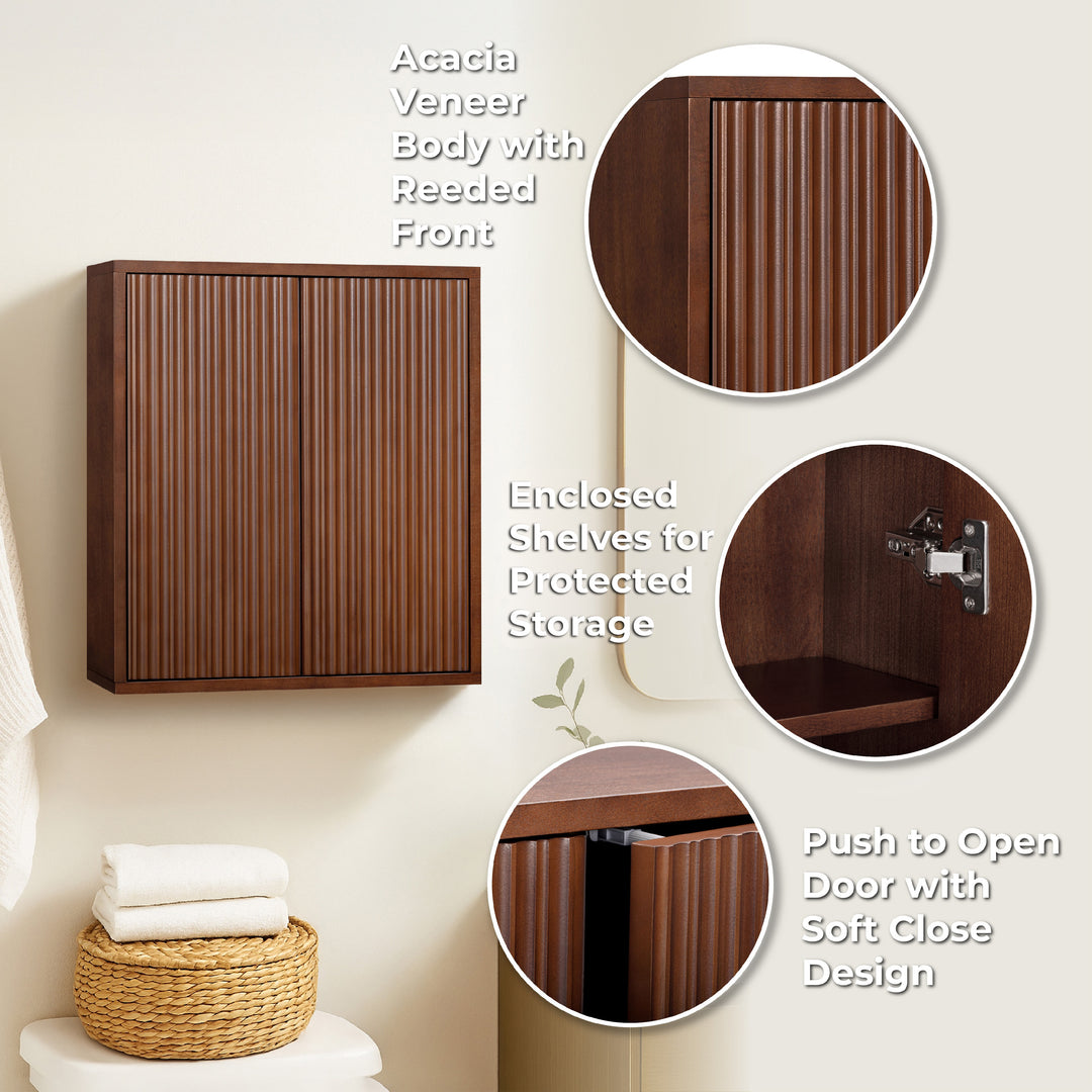 Tremolo 22'' Wide Wooden 2-Door Wall Cabinet with Fluted Fronts by Teamson Home