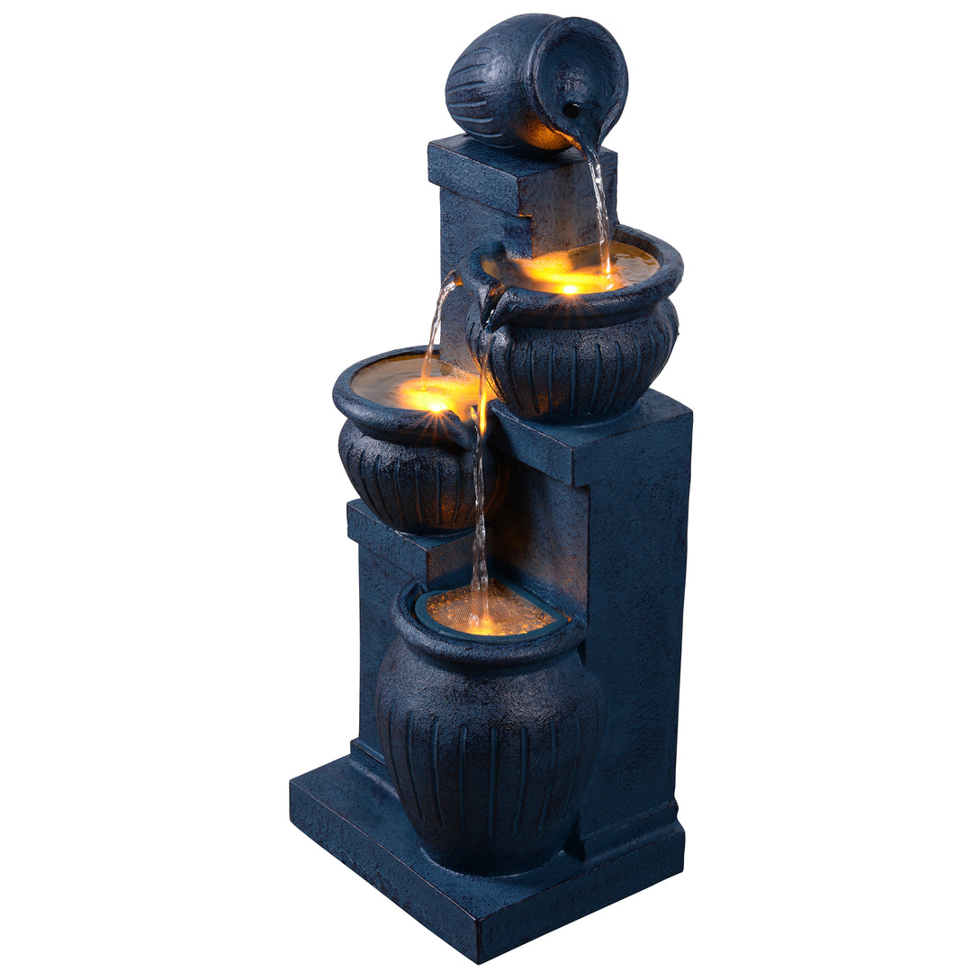 Teamson Home 4-Tier 28.5'' Solar Outdoor Garden Fountain with LED Light & Pump