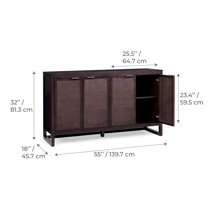 Hatteras 55'' Wide Wood Sideboard Cabinet with 4 Doors by Teamson Home