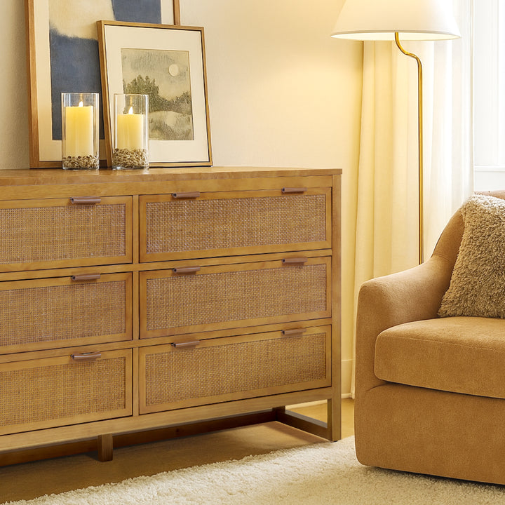 Hatteras 55'' Wide Wood Dresser with 6 Drawers by Teamson Home
