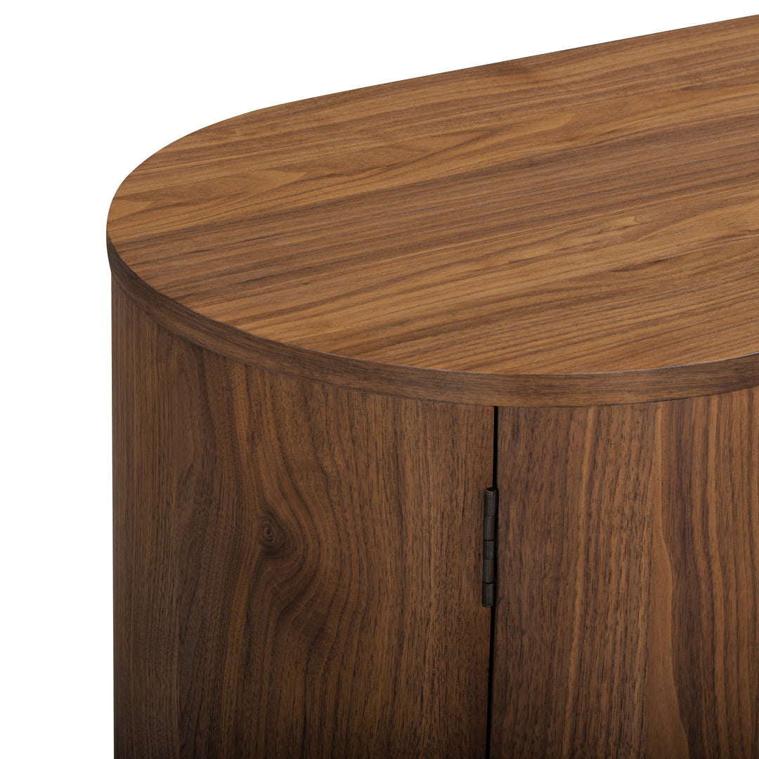 Seneca 55” W Walnut Veneer Sideboard with Spacious Storage and Brass Gold Metal Base by Teamson Home