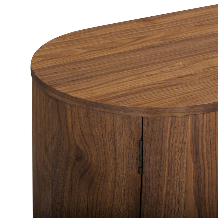 Seneca 55” W Walnut Veneer Sideboard with Spacious Storage and Brass Gold Metal Base by Teamson Home