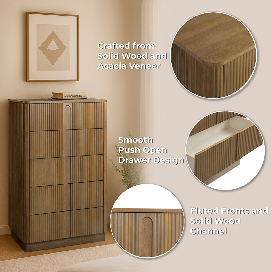 Potomac 30'' W Solid Wood Frame Dresser with 6 Push to Open Drawers