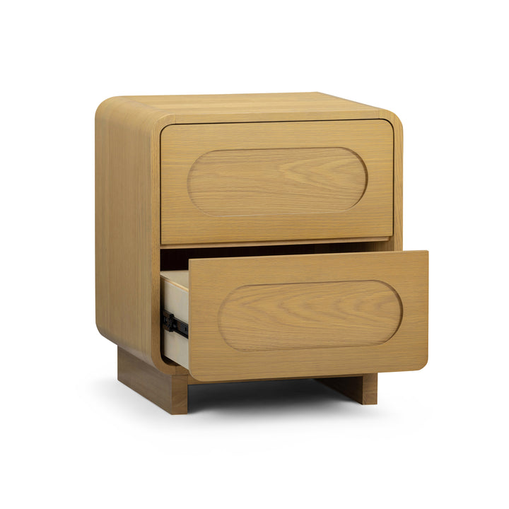 Tenley 20'' W Oak Veneer 2-Drawer Nightstand with Push-Open Drawers by Teamson Home