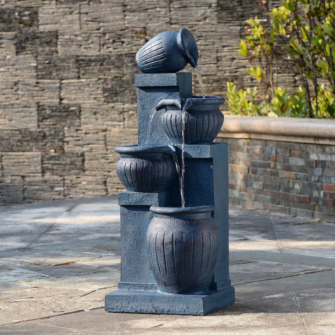 Teamson Home 4-Tier 28.5'' Solar Outdoor Garden Fountain with LED Light & Pump