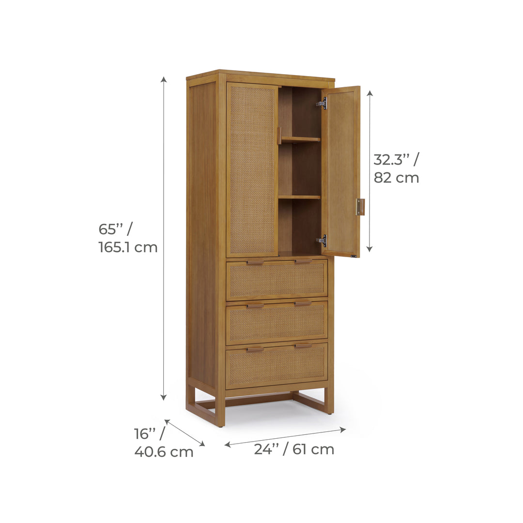Hatteras 24'' Wide Wood Linen Cabinet with Drawers and Shelved Compartments by Teamson Home
