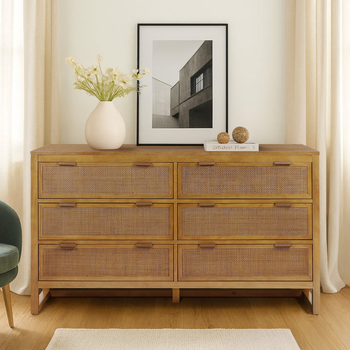 Hatteras 55'' Wide Wood Dresser with 6 Drawers by Teamson Home