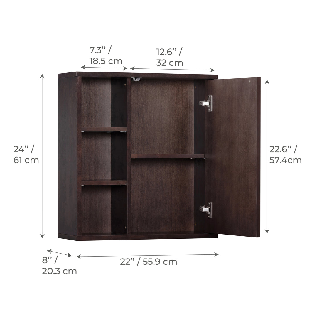 Tremolo 22'' Wide Wooden 1-Door Wall Cabinet with Open Storage by Teamson Home