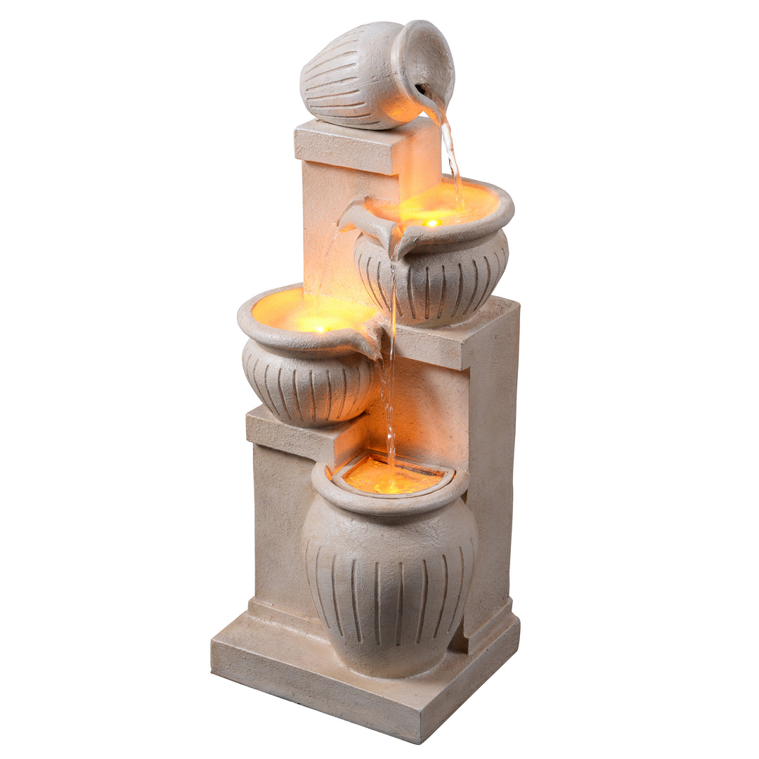 Teamson Home 4-Tier 28.5'' Solar Outdoor Garden Fountain with LED Light & Pump