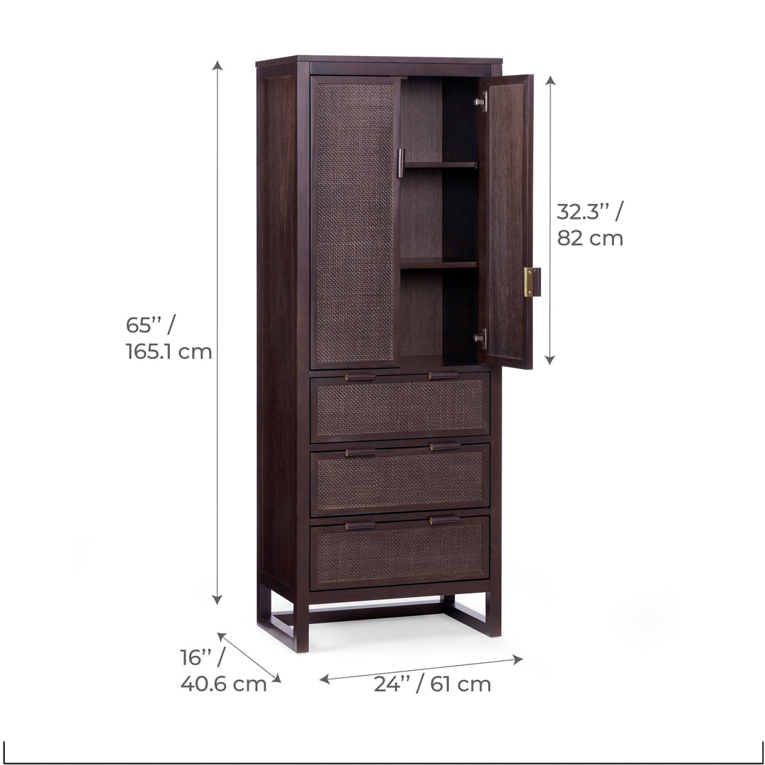 Hatteras 24'' Wide Wood Linen Cabinet with Drawers and Shelved Compartments by Teamson Home