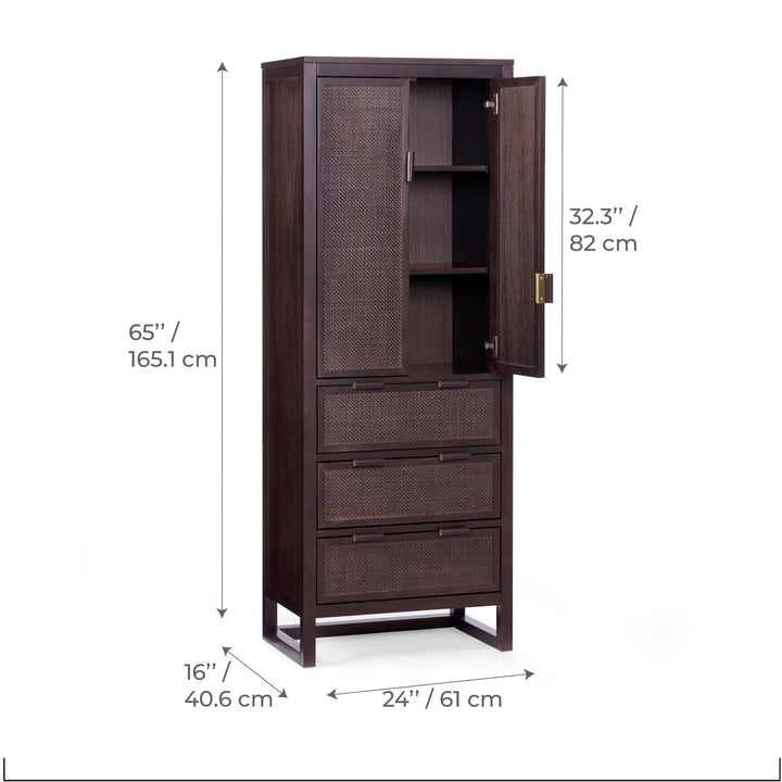 Hatteras 24'' Wide Wood Linen Cabinet with Drawers and Shelved Compartments by Teamson Home