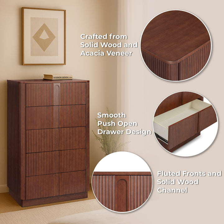 Potomac 30'' W Solid Wood Frame Dresser with 6 Push to Open Drawers