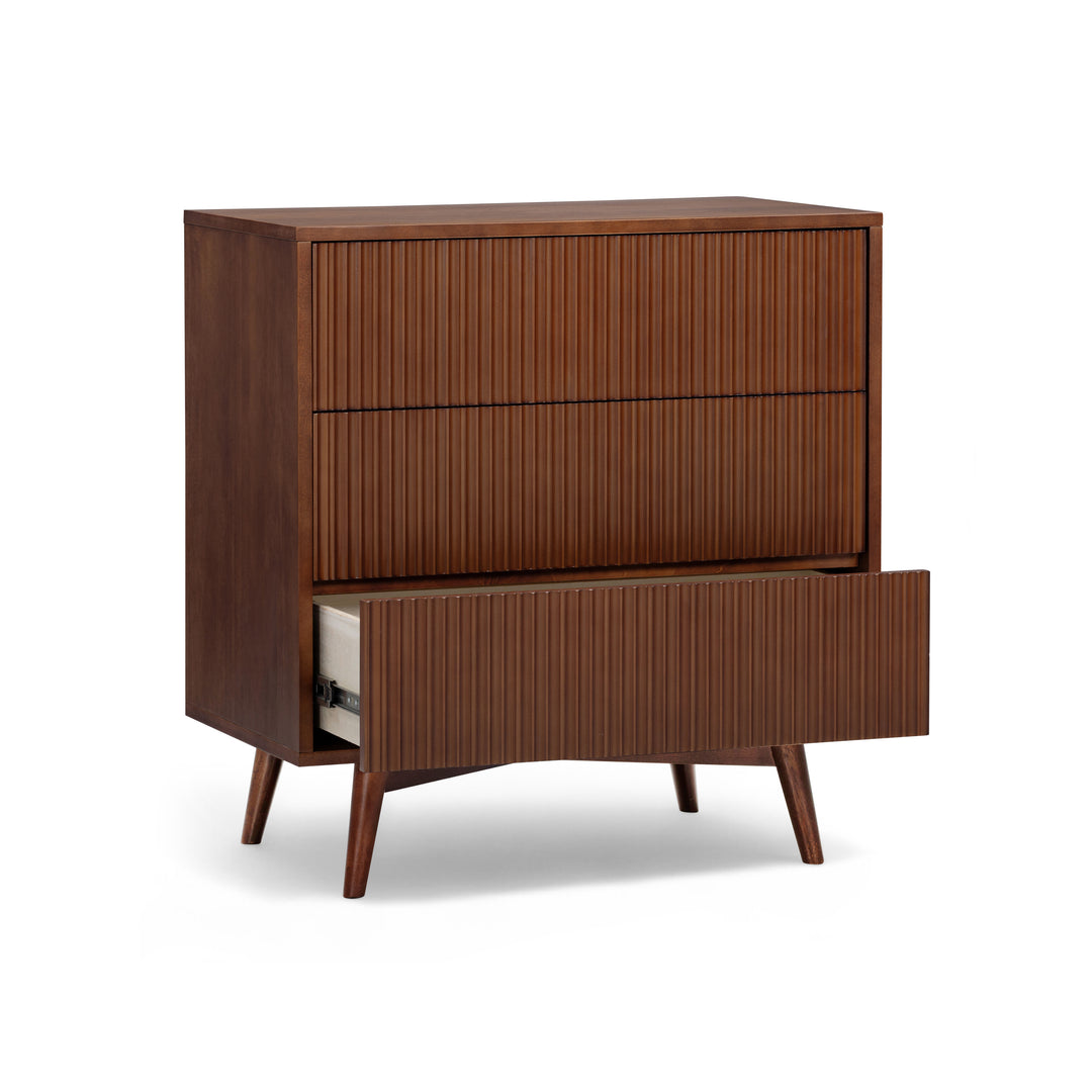 Tremolo 30'' Wide Wooden 3-Drawer Dresser with Fluted Fronts by Teamson Home
