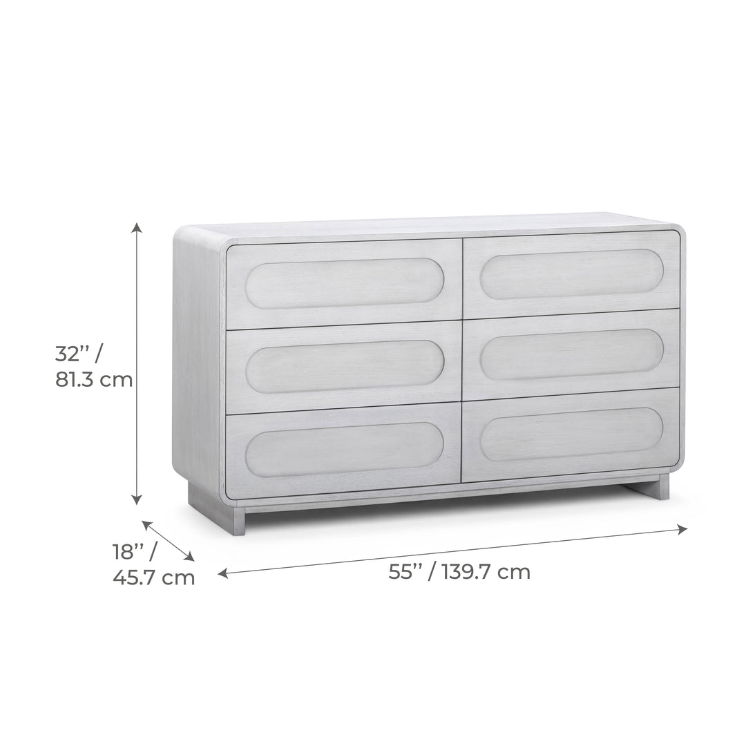 Tenley 55'' W Oak Veneer 6-Drawer Dresser with Push-Open Drawers by Teamson Home
