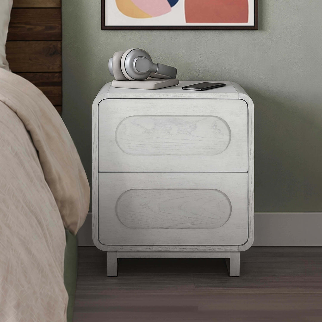 Tenley 20'' W Oak Veneer 2-Drawer Nightstand with Push-Open Drawers by Teamson Home